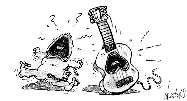 Un bébé gitan et sa guitare