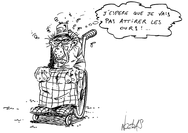 Un papi en fauteuil abandonné avec du miel