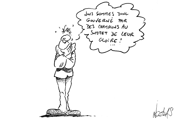 Dessin un homme en pleine réflexion politique