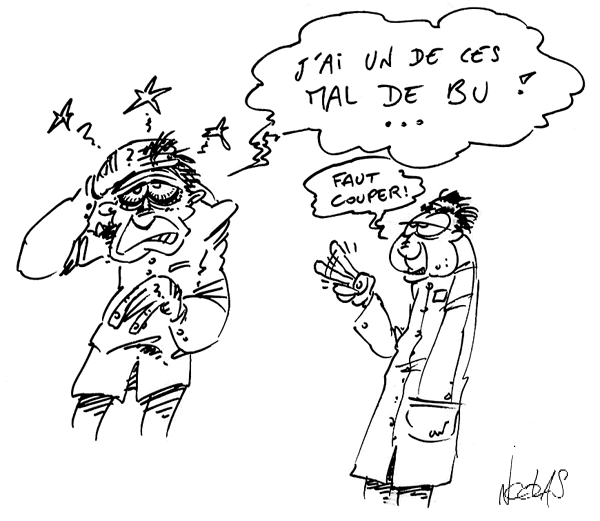 Un homme qui a un gros mal de tête chez son médecin