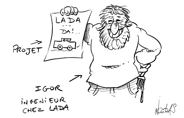 Dessin d'un ingénieur chez Lada