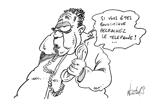 Dessin d'un boulimique qui vient de langer son téléphone