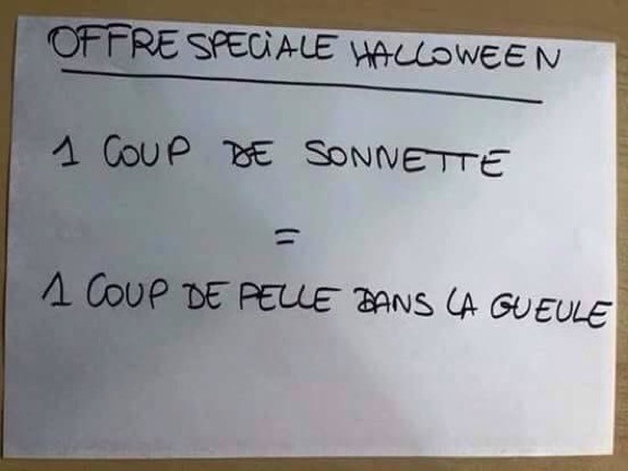 mot d'un voisin qui n'a pas envie d'être dérangé pour des bonbons pendant Halloween