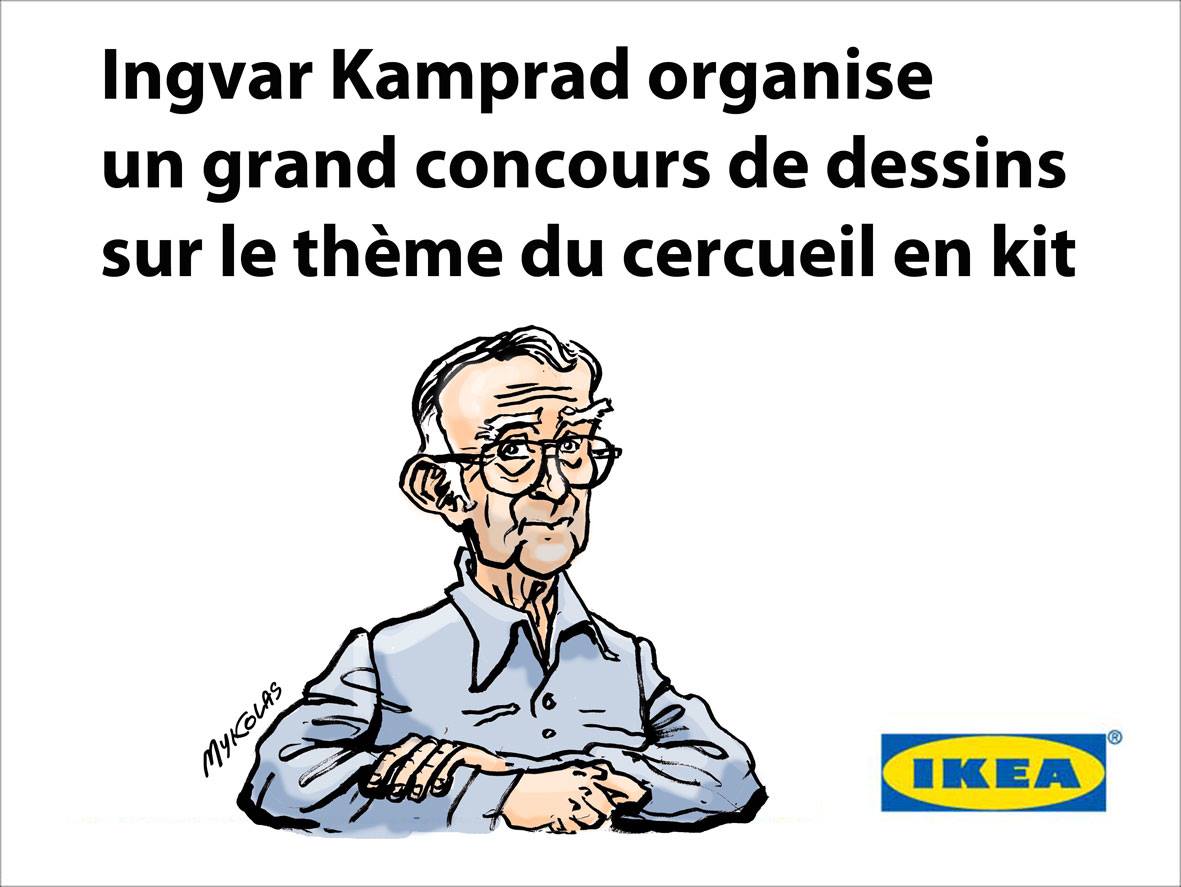 dessin humoristique d'Ingvar Kamprad, fondateur des magasins Ikea