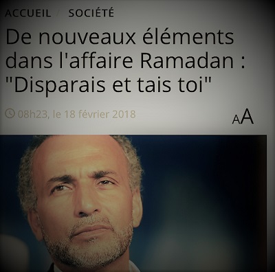 copie d'écran d'actualité parlant du comportement de Tariq Ramadan avec les femmes