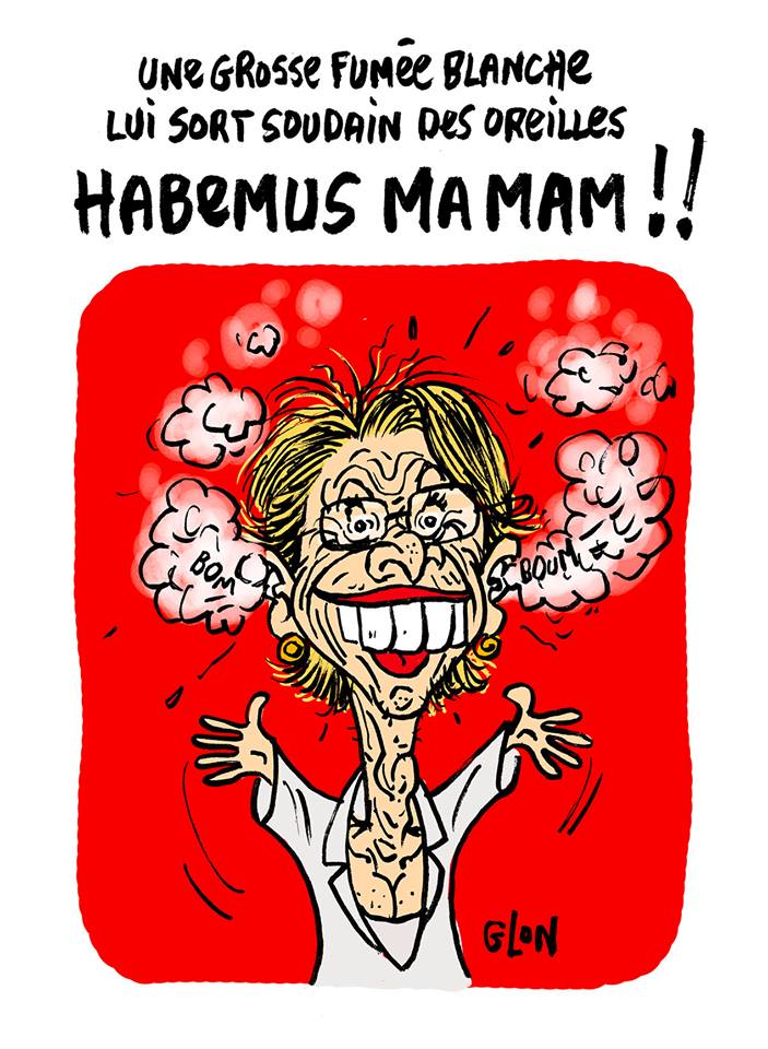 dessin humoristique de Michèle Alliot-Marie avec de la fumée qui sort des oreilles
