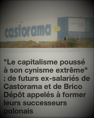 copie d'écran d'actualité parlant du cycnisme de Castorama qui veut faire former les successeurs polonais par les licenciés