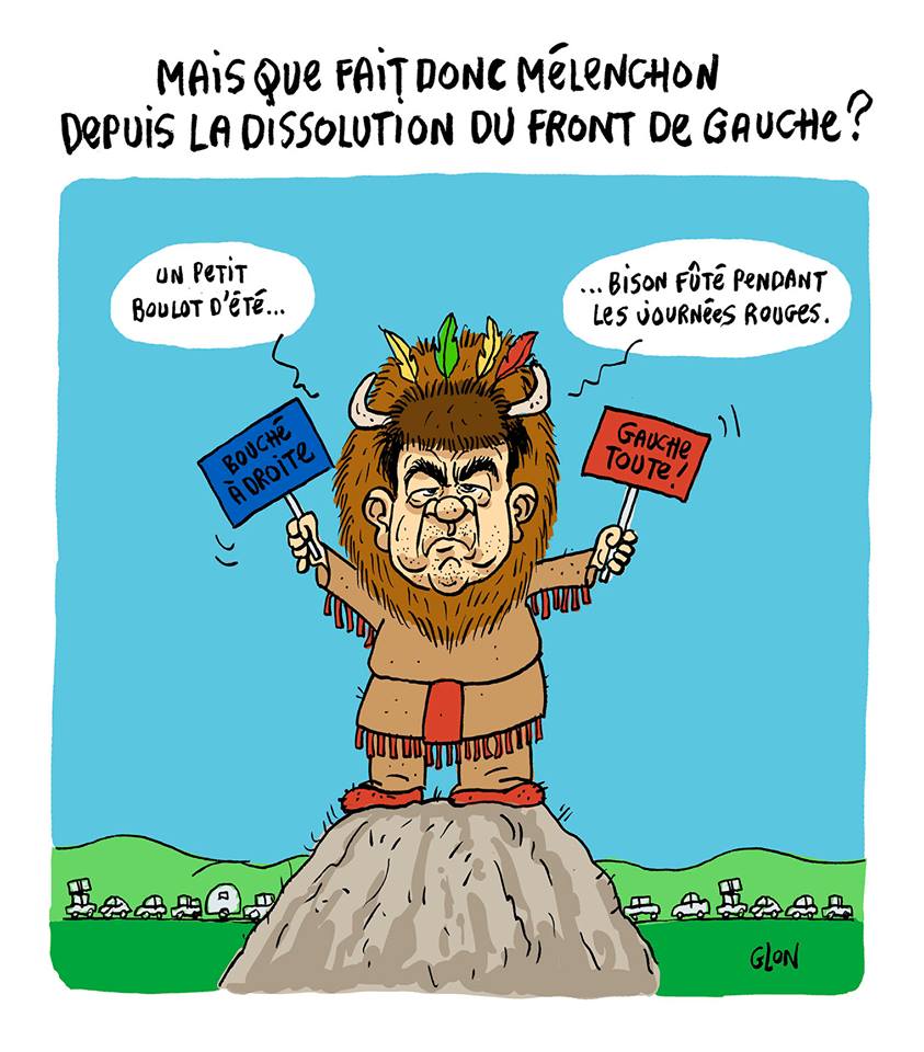 dessin humoristique de Jean-Luc Mélenchon en Bison Fûté