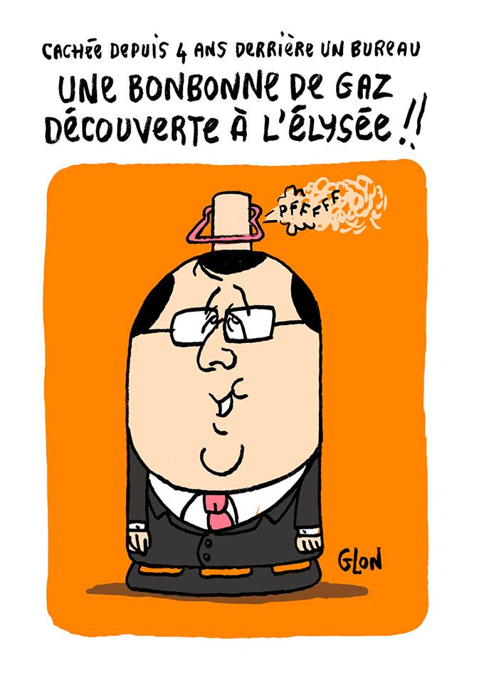 dessin drôle de François Hollande en bonbonne de gaz