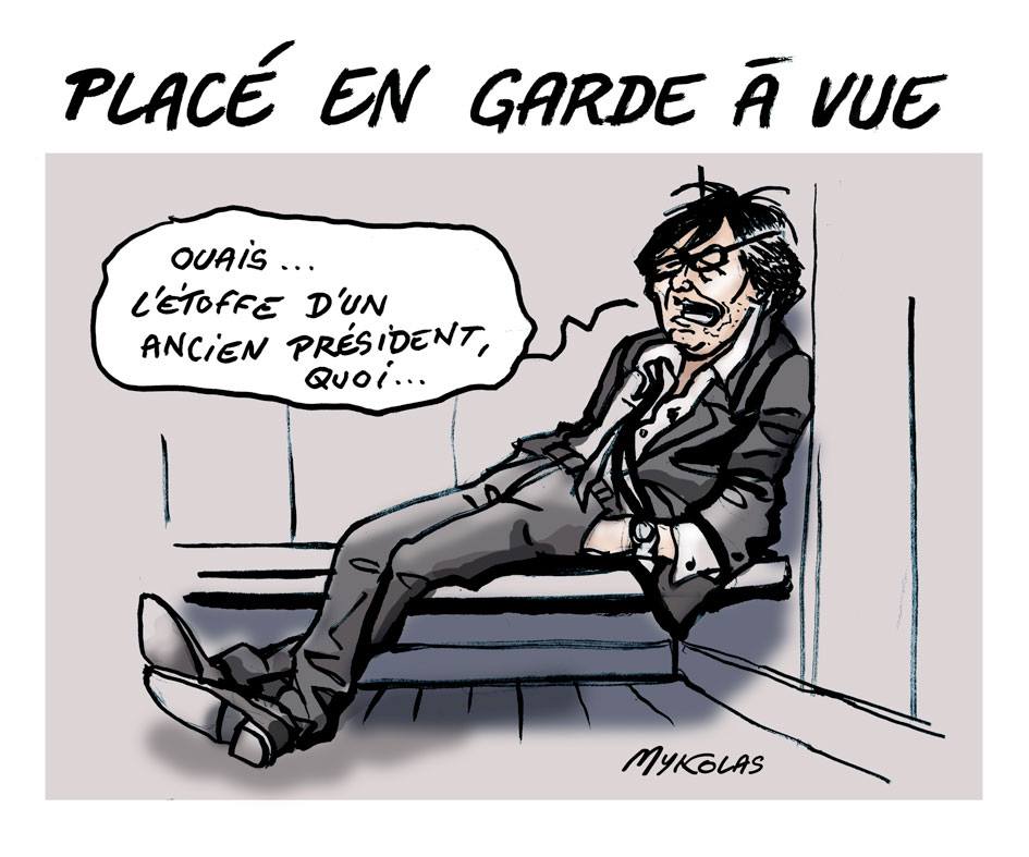 dessin d'actualité humoristique de Jean-Vincent Placé en garde à vue