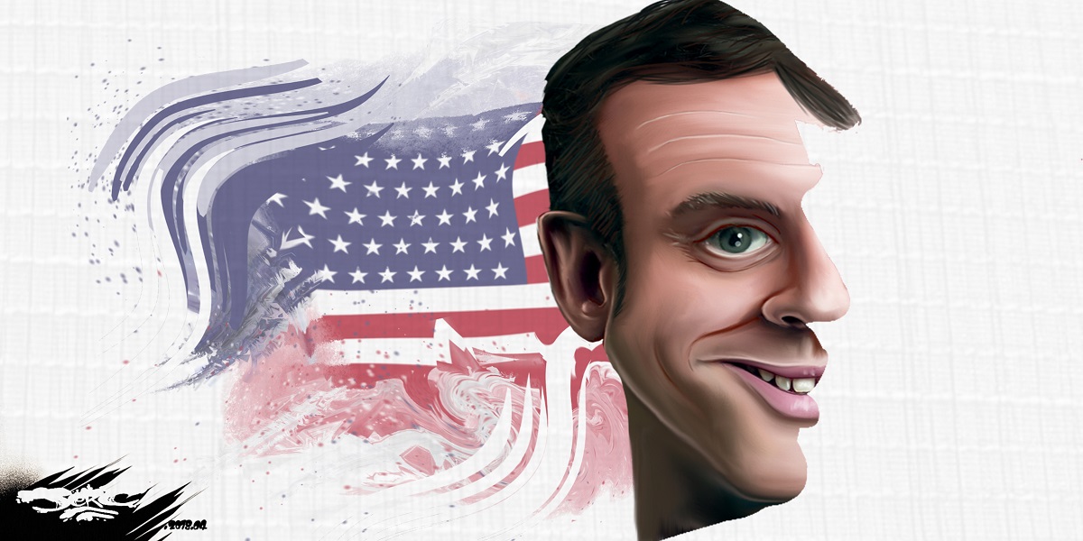 dessin d'actualité humoristique présentant Emmanuel Macron avec le profil de Donald Trump