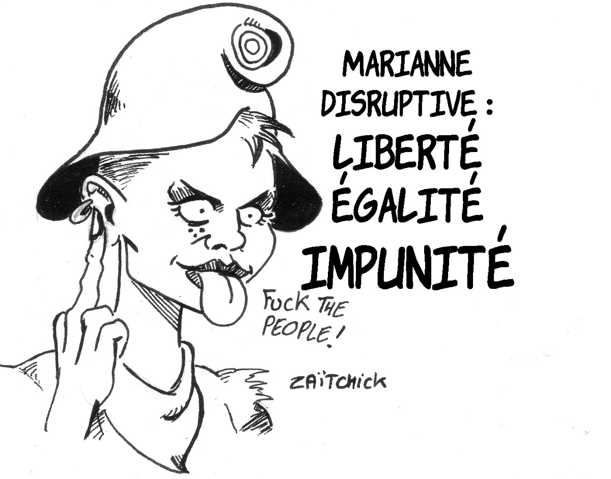 dessin d'actualité montrant la nouvelle Marianne disruptive