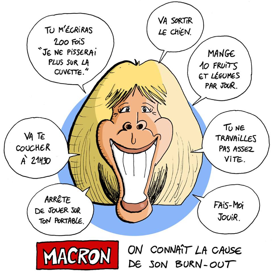 dessin d'actualité humoristique sur la brusque fatigue du Président Macron
