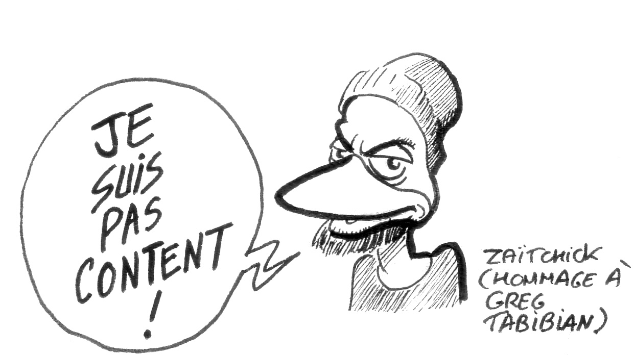 dessin d'actualité en hommage à Greg Tabibian et sa chaîne YouTube « J'suis pas content ! »