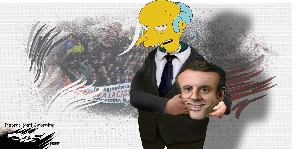 dessin d'actualité humoristique sur la brusque fatigue du Président Macron