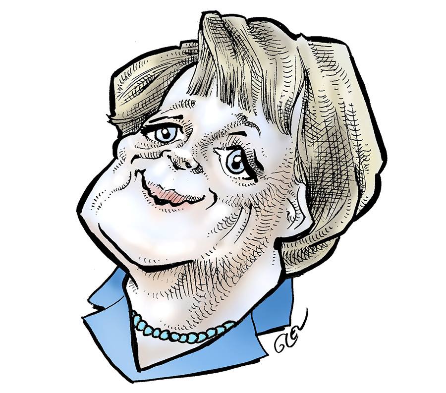 Caricature portrait d'Angela Merkel