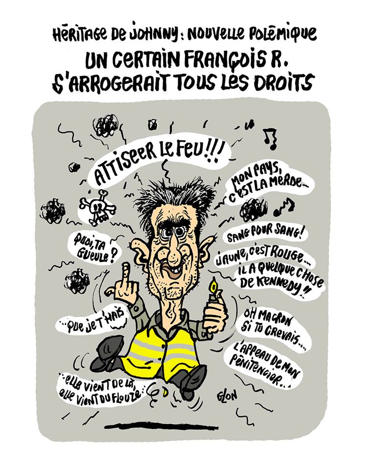 dessin d'actualité humoristique de François Ruffin et du mouvement des gilets jaunes