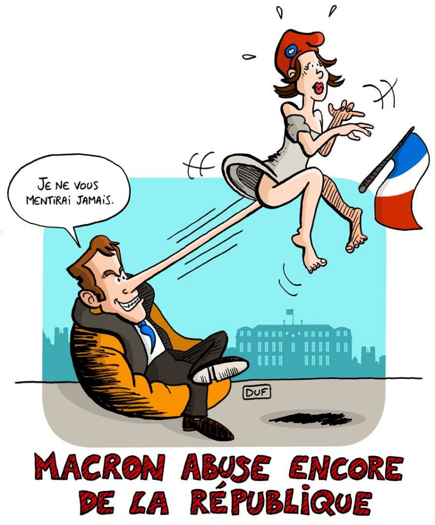 dessin d'actualité humoristique sur les voeux d'Emmanuel Macron