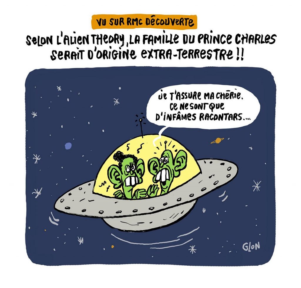 dessin d'actualité humoristique sur le Prince Charles et l'Alien Theory