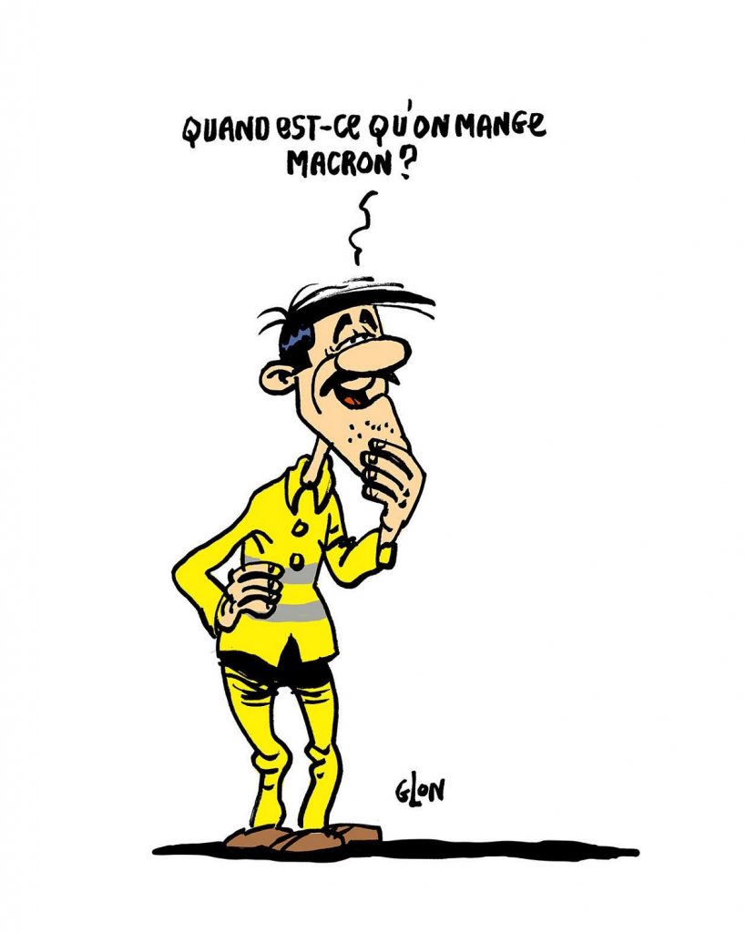 dessin d'actualité humoristique sur Averell Dalton et le mouvement des gilets jaunes