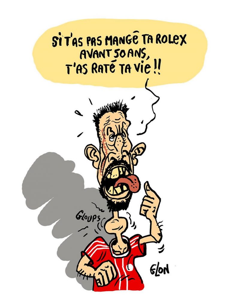 dessin d'actualité humoristique sur Franck Ribéry et sa côte de boeuf en or