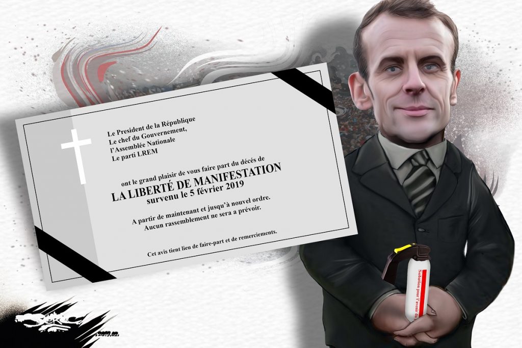 Dessin d'actualité humoristique sur la limitation de la liberté de manifester