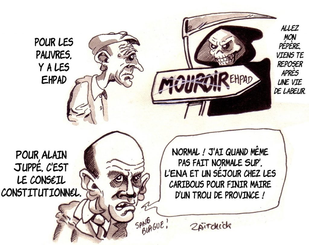 dessin d'actualité humoristique sur la nomination d'Alain Juppé au Conseil Constitutionnel