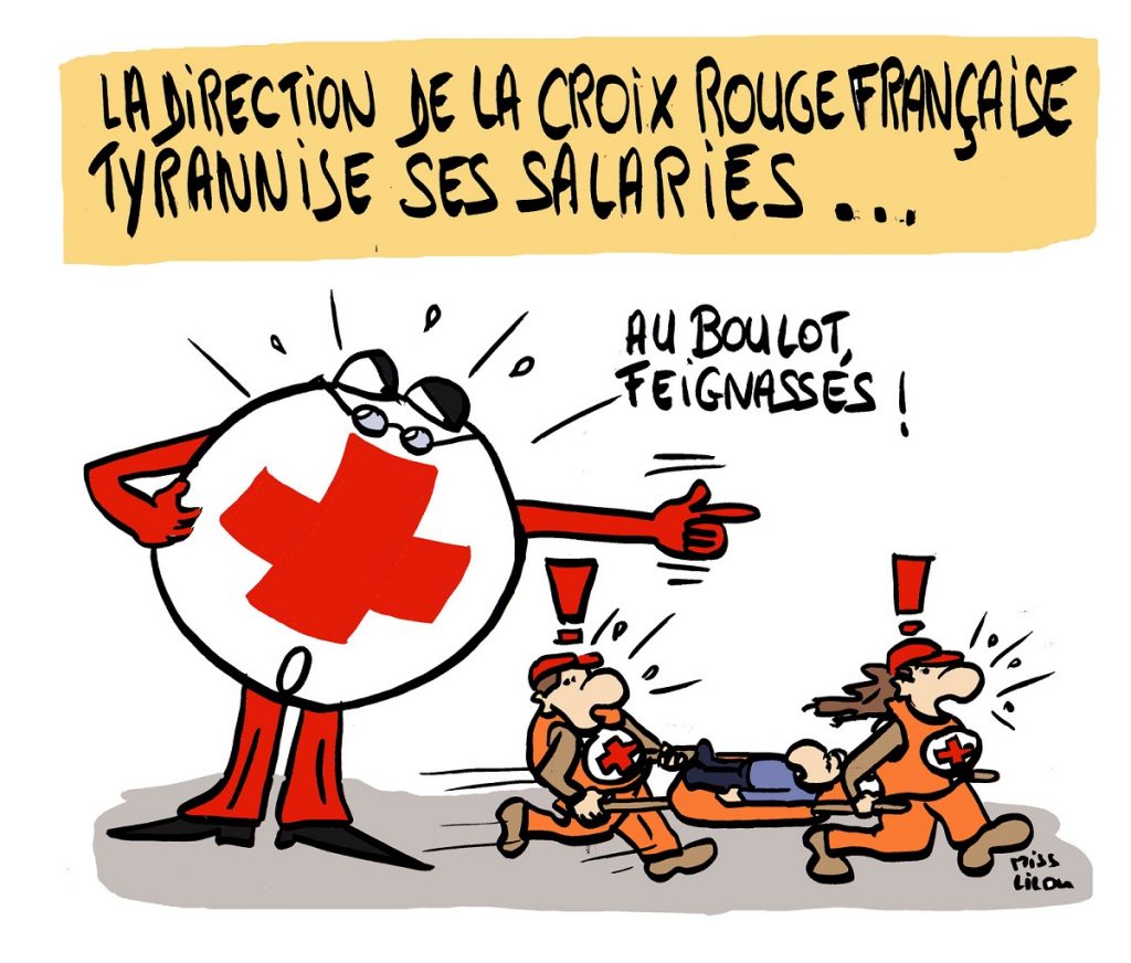 dessin d'actualité humoristique sur la Croix Rouge française