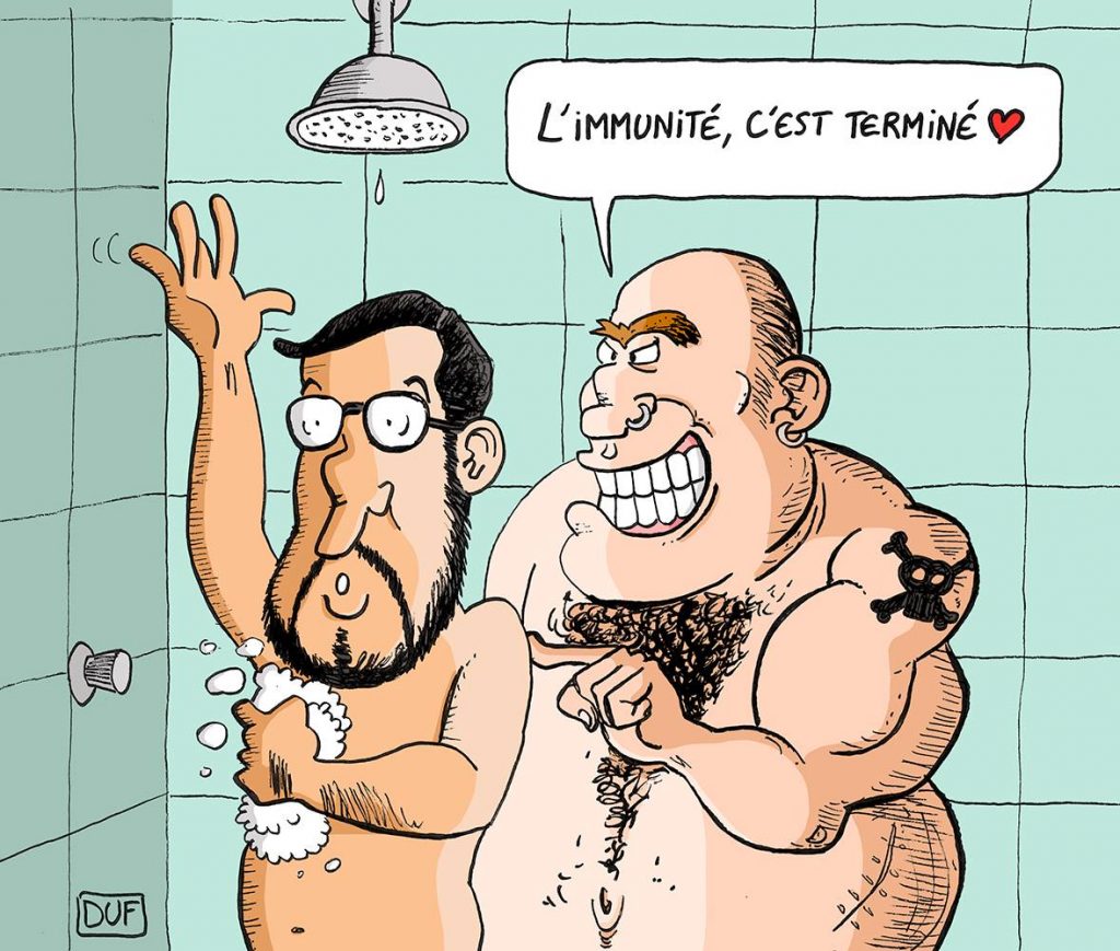 dessin d'actualité humoristique sur la mise en détention d'Alexandre Benalla