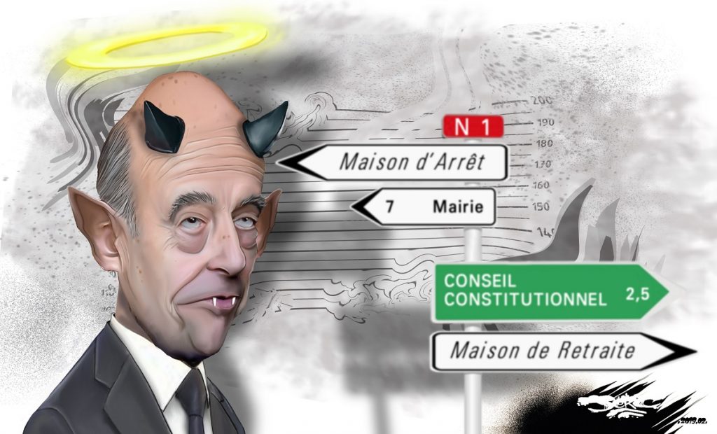 dessin d'actualité humoristique sur la nomination d'Alain Juppé au Conseil Constitutionnel