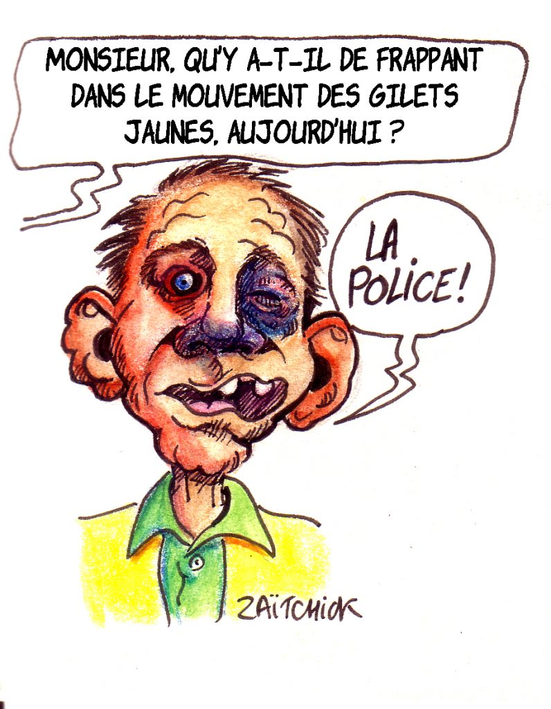 dessin d'actualité humoristique sur les violences policières