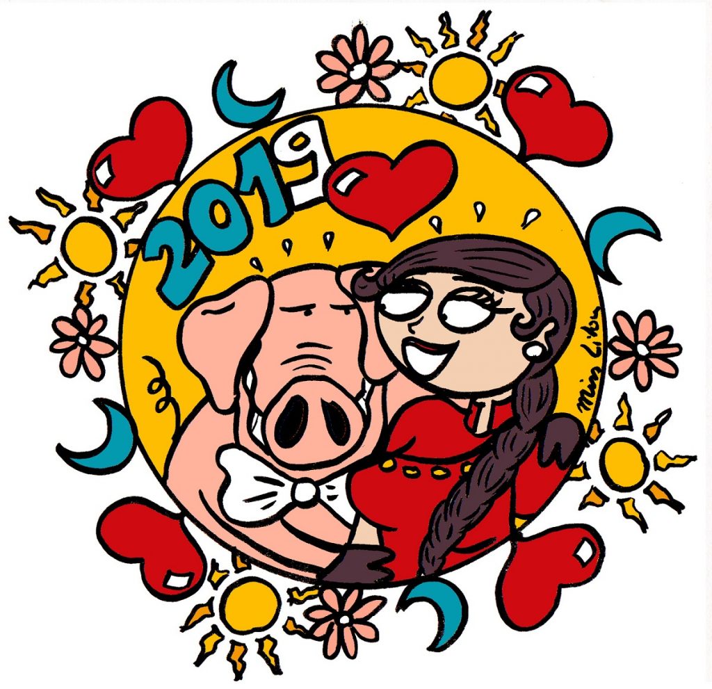 dessin d'actualité humoristique sur le nouvel an chinois et l'année du cochon