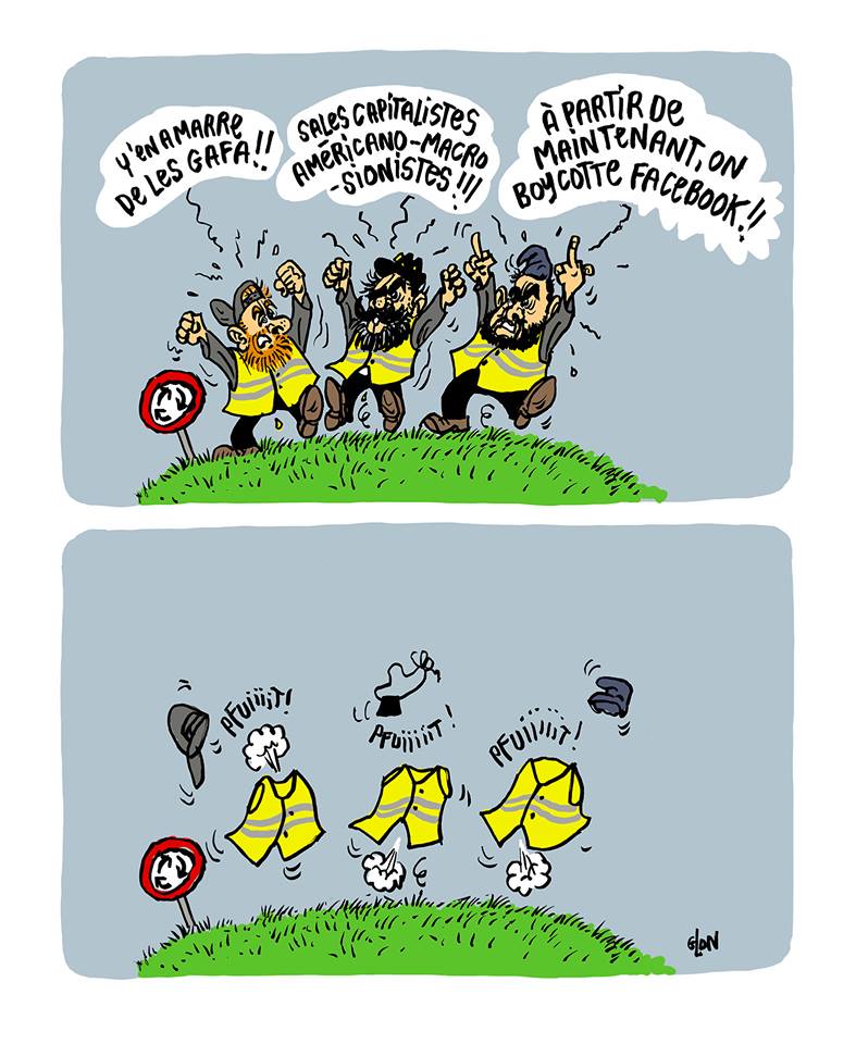 dessin d'actualité humoristique sur les leaders des gilets jaunes