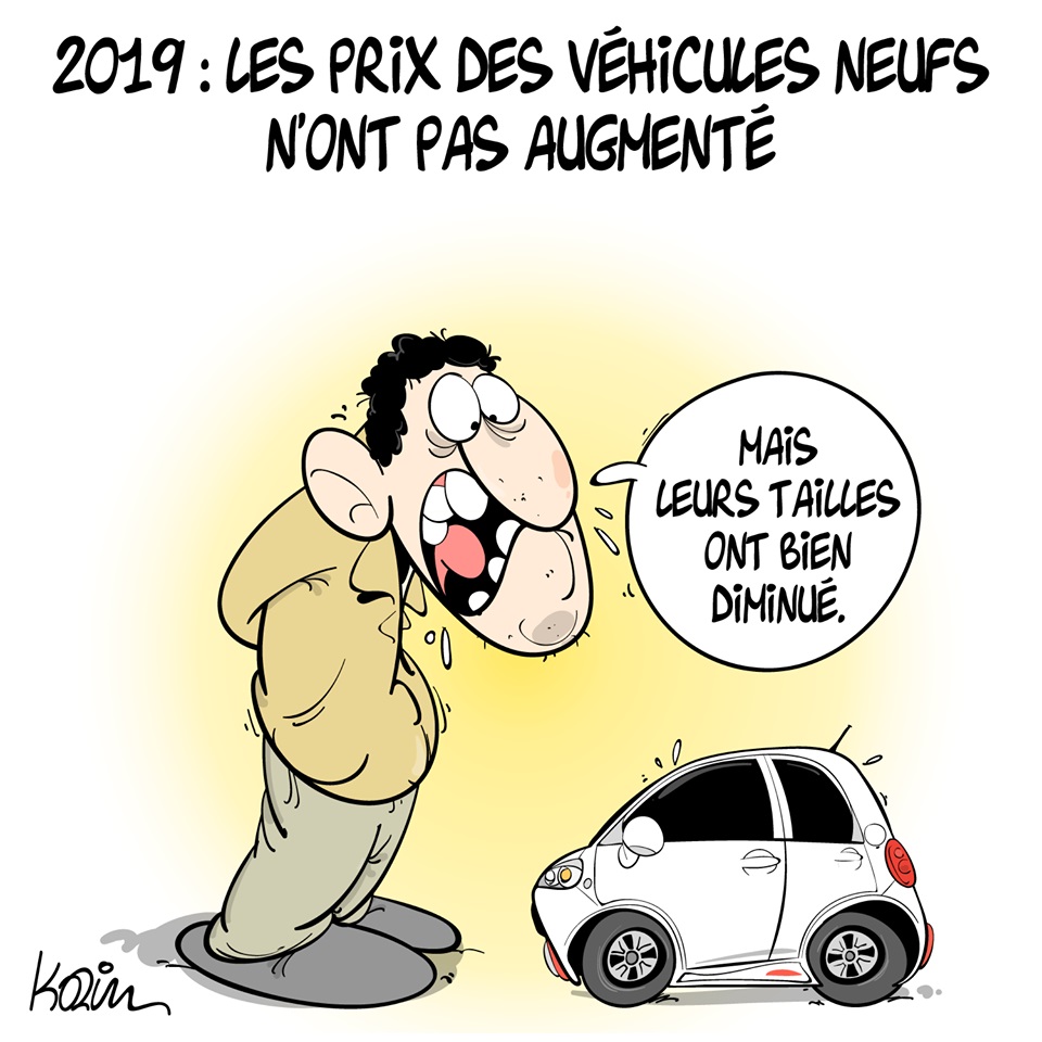 dessin d'actualité humoristique sur les prix des véhicules neufs en Algérie