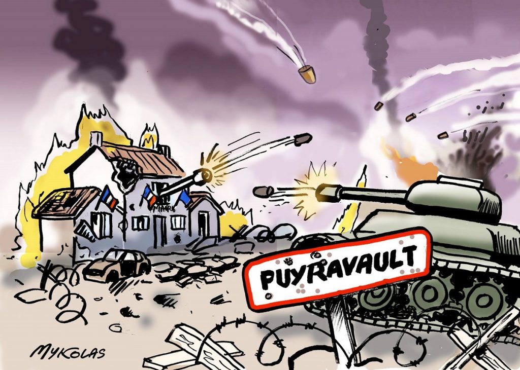 dessin d'actualité humoristique sur la bataille politique qui fait rage à Puyravault
