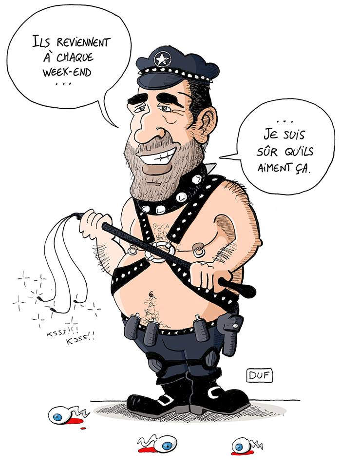 dessin d'actualité humoristique sur Christophe Castaner, le mouvement des gilets jaunes et le sado-masochisme