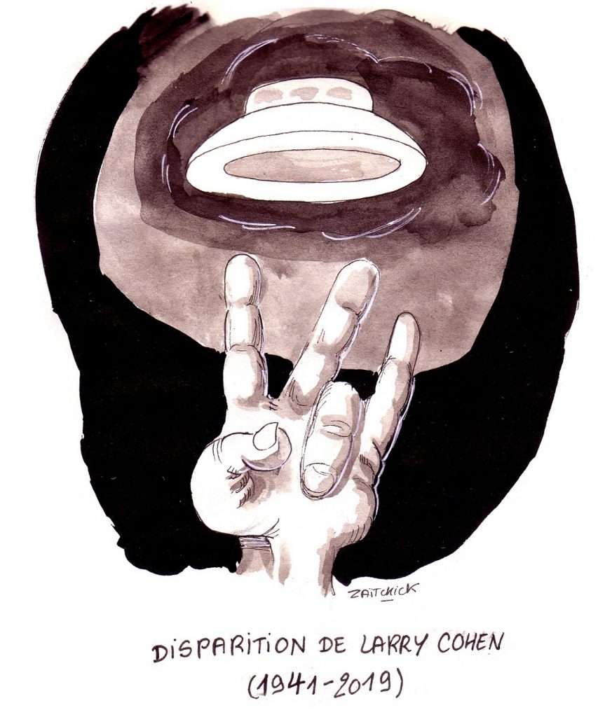 dessin d'actualité humoristique en hommage à Larry Cohen, créateur de la série Les Envahisseurs