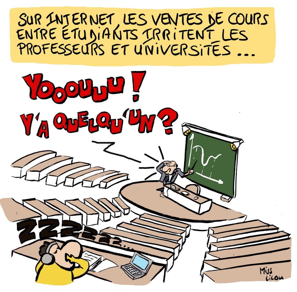 dessin d'actualité sur la vente de cours sur Internet