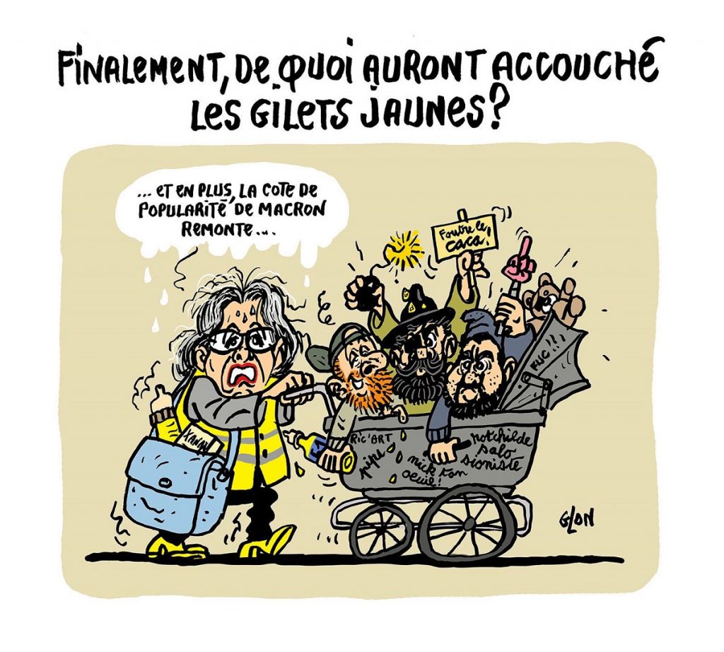 dessin d'actualité humoristique sur le mouvement des gilets jaunes