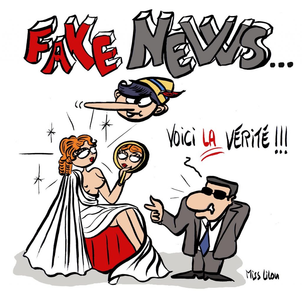 dessin d’actualité humoristique sur la multiplication des Fake News