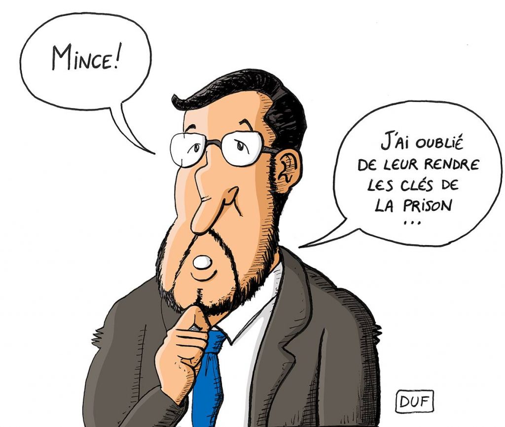 dessin d'actualité humoristique sur la remise en liberté d'Alexandre Benalla