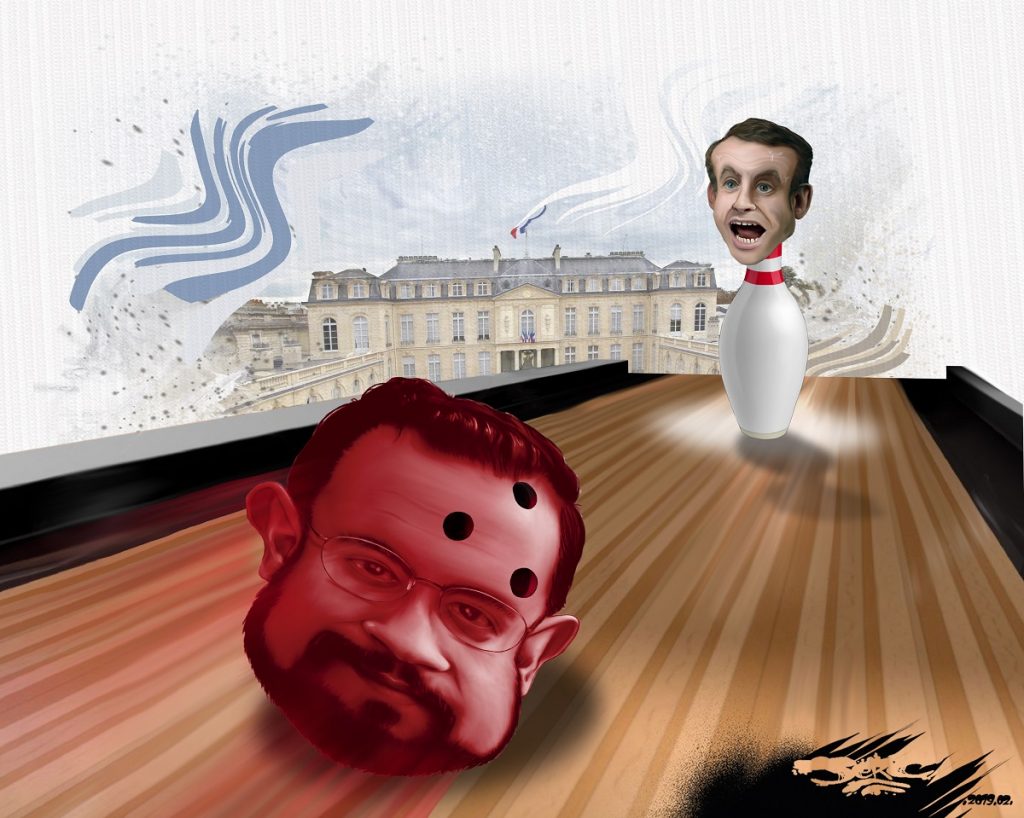 dessin d'atualité humoristique sur Emmanuel Macron et le scandale de l'affaire Alexandre Benalla