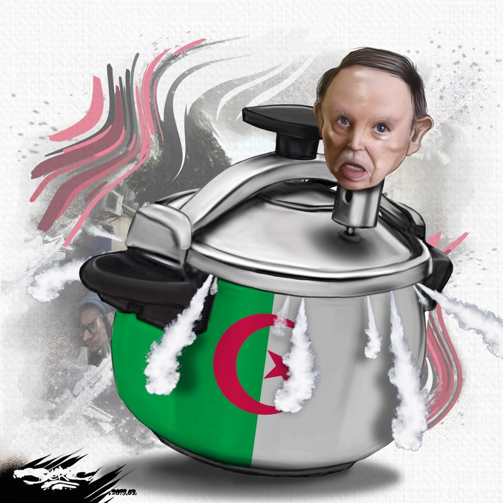 dessin d'actualité humoristique sur la candidature d'Abdelaziz Bouteflika aux présidentielles en Algérie