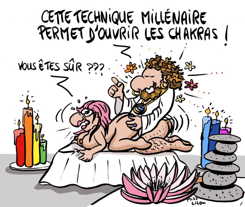 dessin d’actualité humoristique sur les ouvertures de chakras