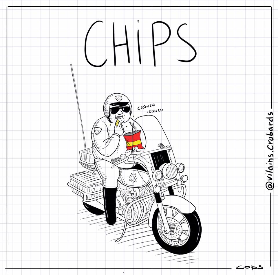 dessin de Cops sur les chips et la série télévisée Chips