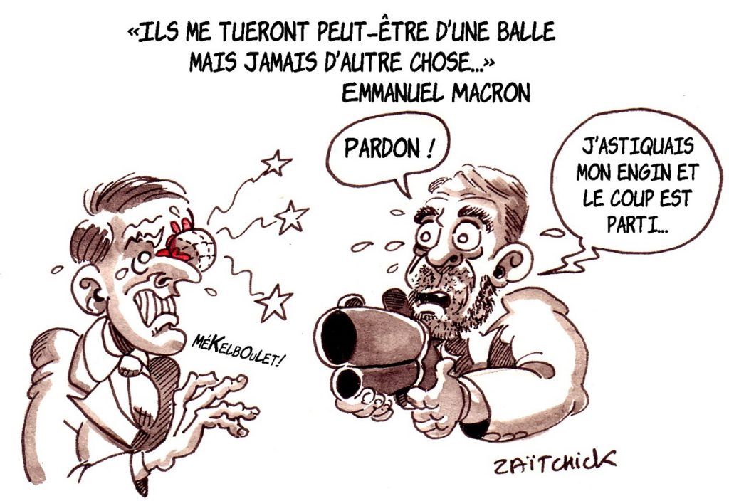 dessin d'actualité humoristique sur les petites phrases d'Emmanuel Macron et Christophe Castaner