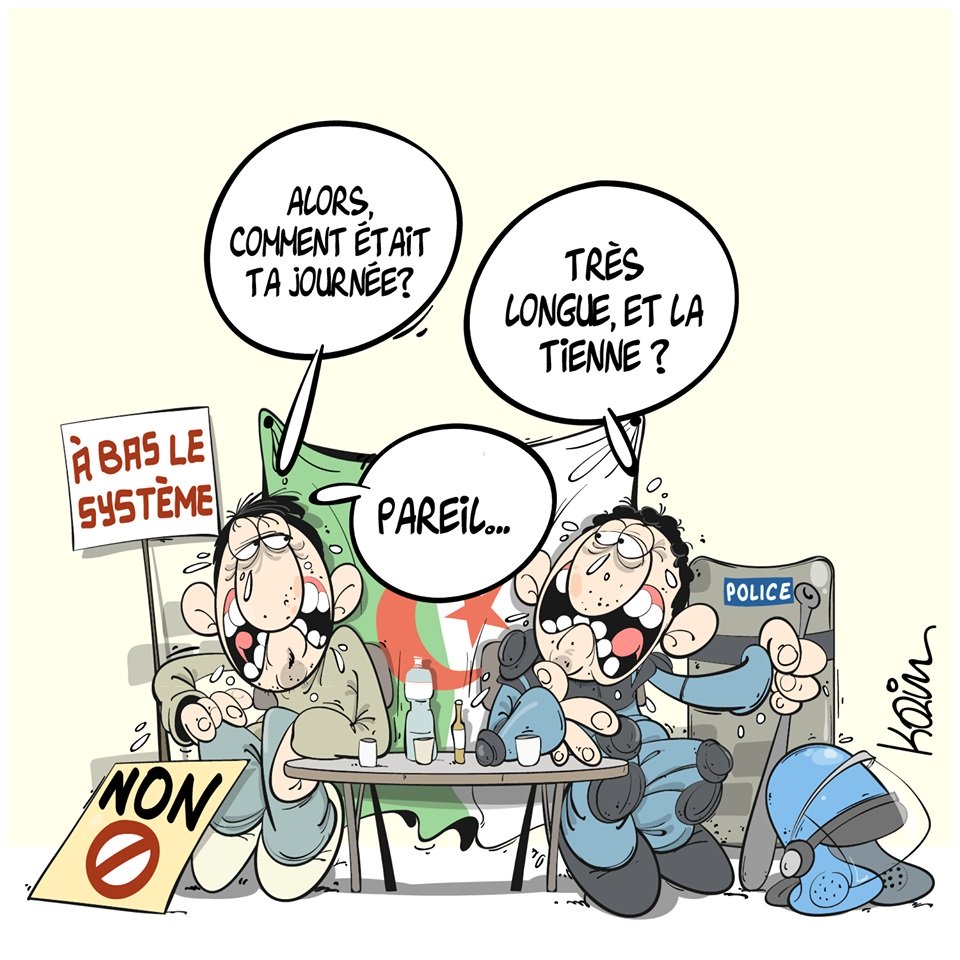 dessin d'actualité humoristique sur la contestation en Algérie contre la candidature d'Abdelaziz Bouteflika