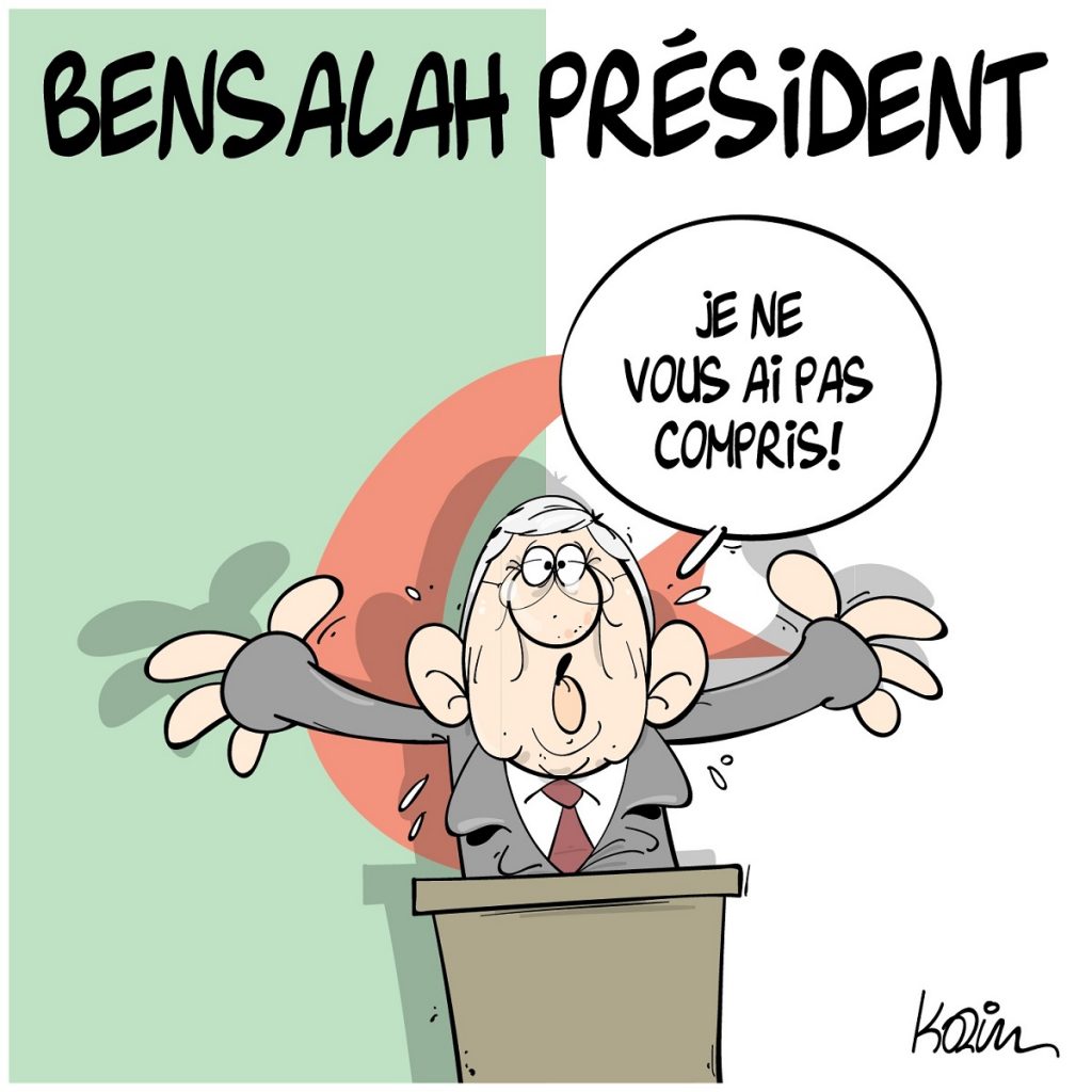 dessin d’actualité humoristique sur la nomination d’Abdelkader Bensalah président par intérim de l’Algérie