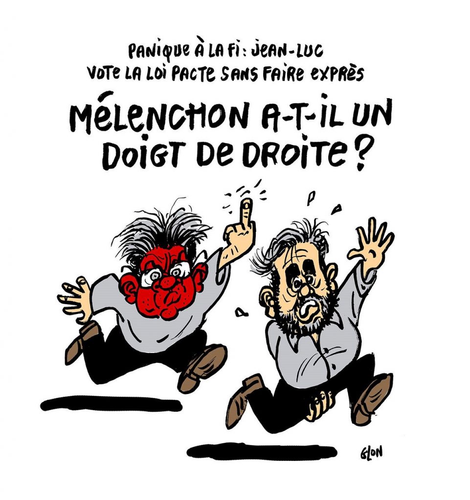 dessin d’actualité humoristique sur le vote « par erreur » de Jean-Luc Mélenchon