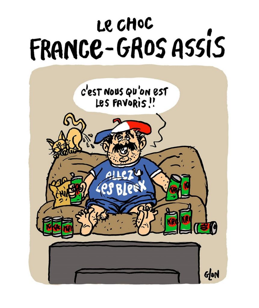 dessin d’actualité humoristique sur le match France-Croatie pendant la Coupe du Monde